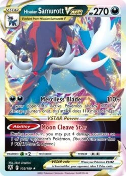 POKEMON 102/189 Hisuian Samurott VSTAR - Rare Holo VSTAR